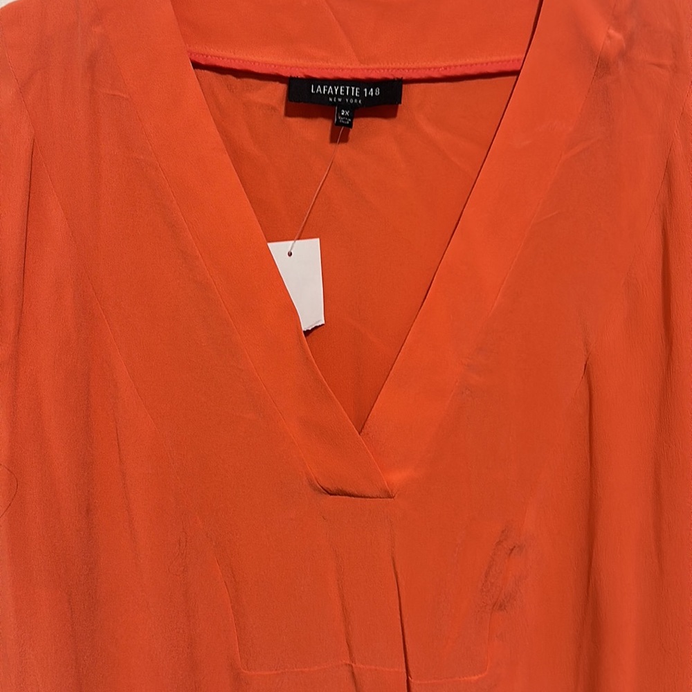 Lafayette 148 orange pullover top with pockets - Picture 3 of 8